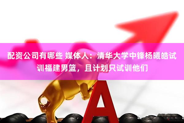 配资公司有哪些 媒体人：清华大学中锋杨曦皓试训福建男篮，且计划只试训他们
